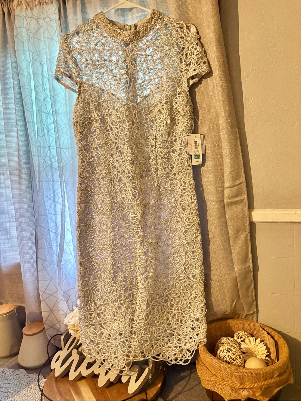 Premier Silver Lace Midi Dress